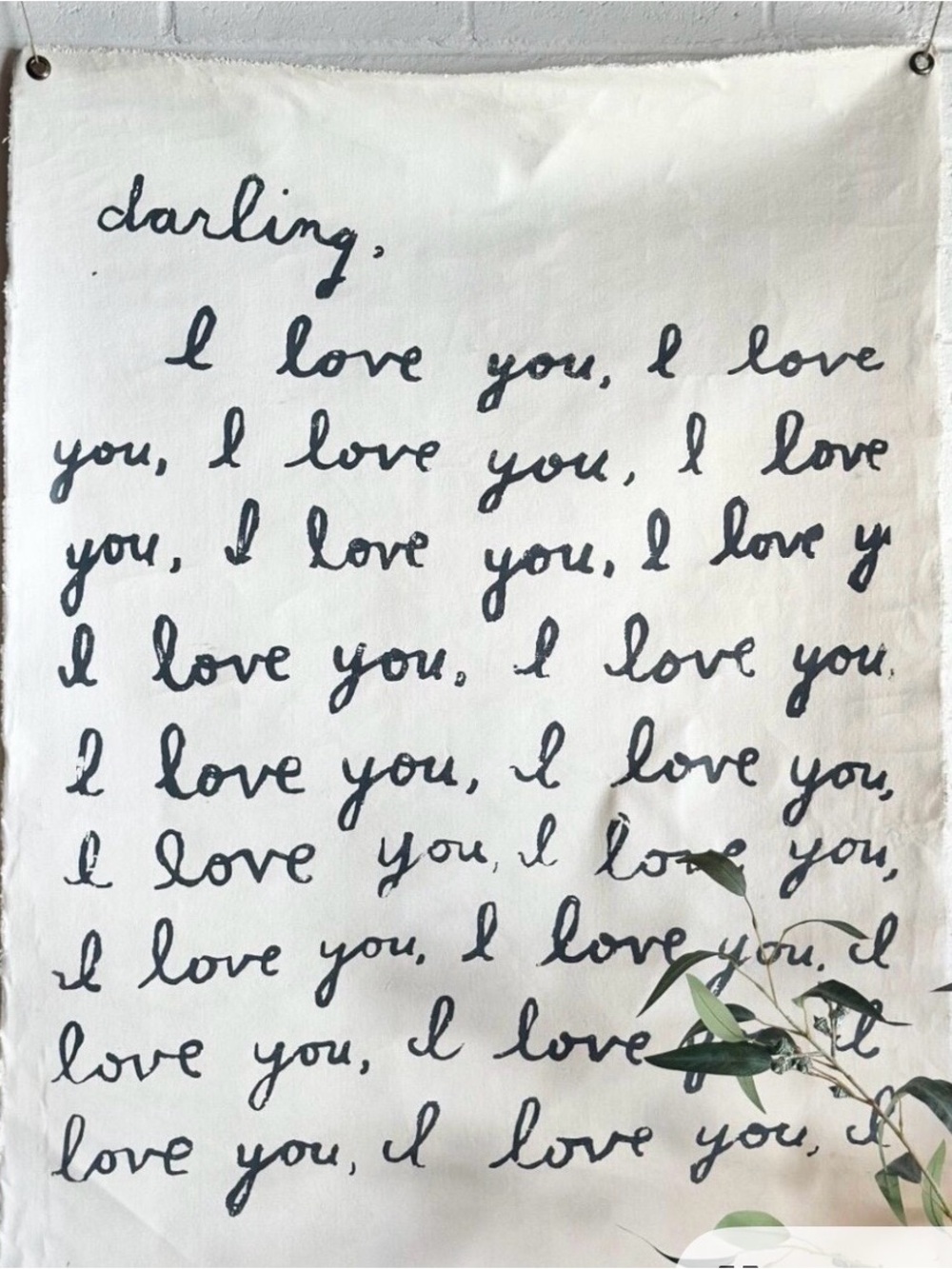 I Love You Handwritten Script Wall Poster - White & Black